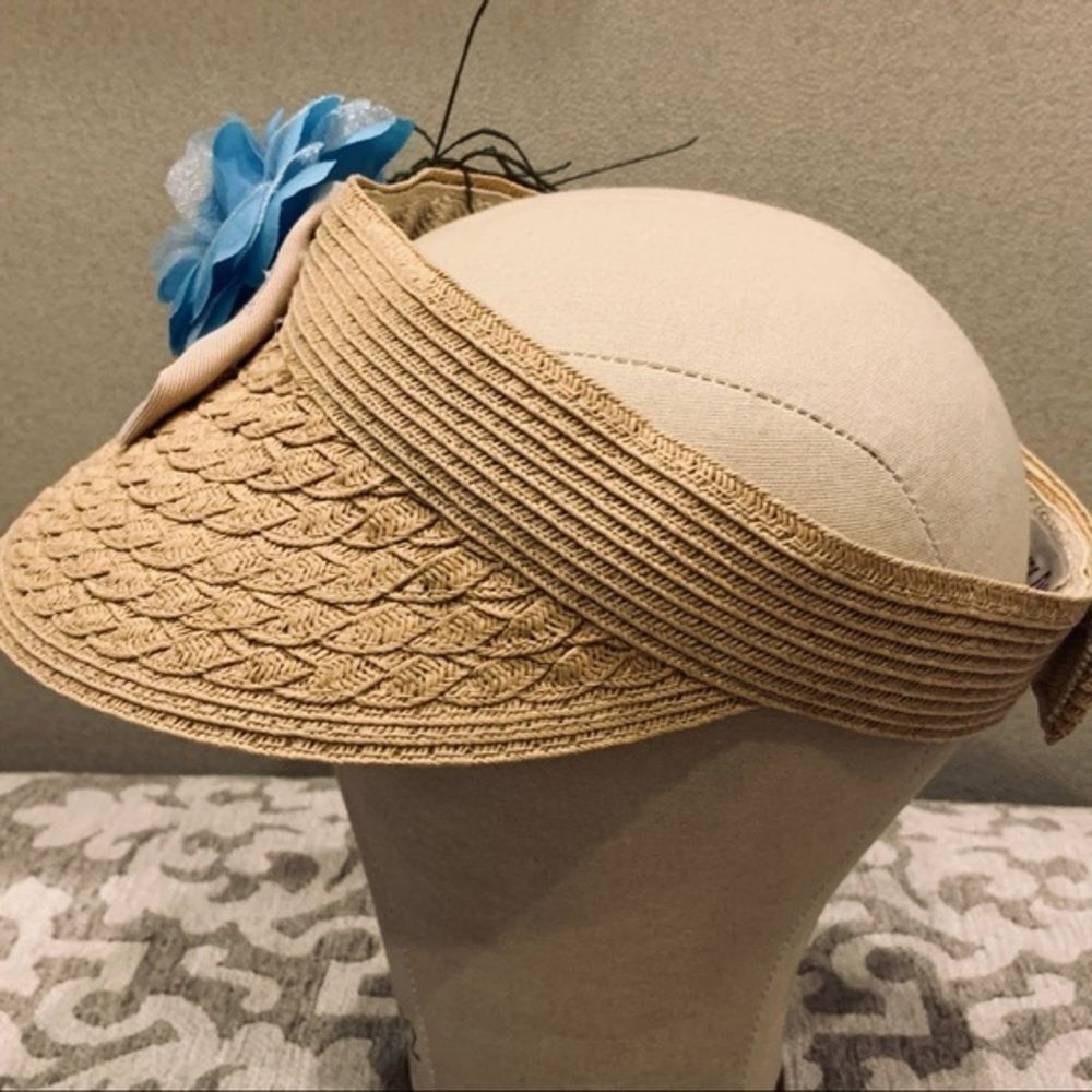 Vintage Elsie Massey Floral Visor Hat View 2